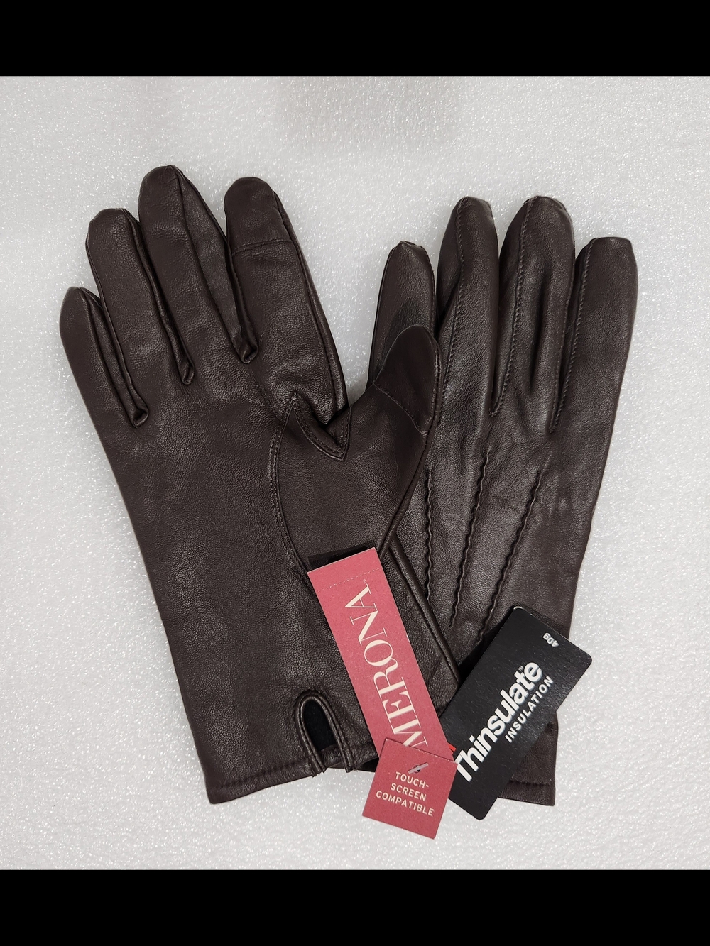 Merona Womens Dark Brown Leather Thinsulated Gloves